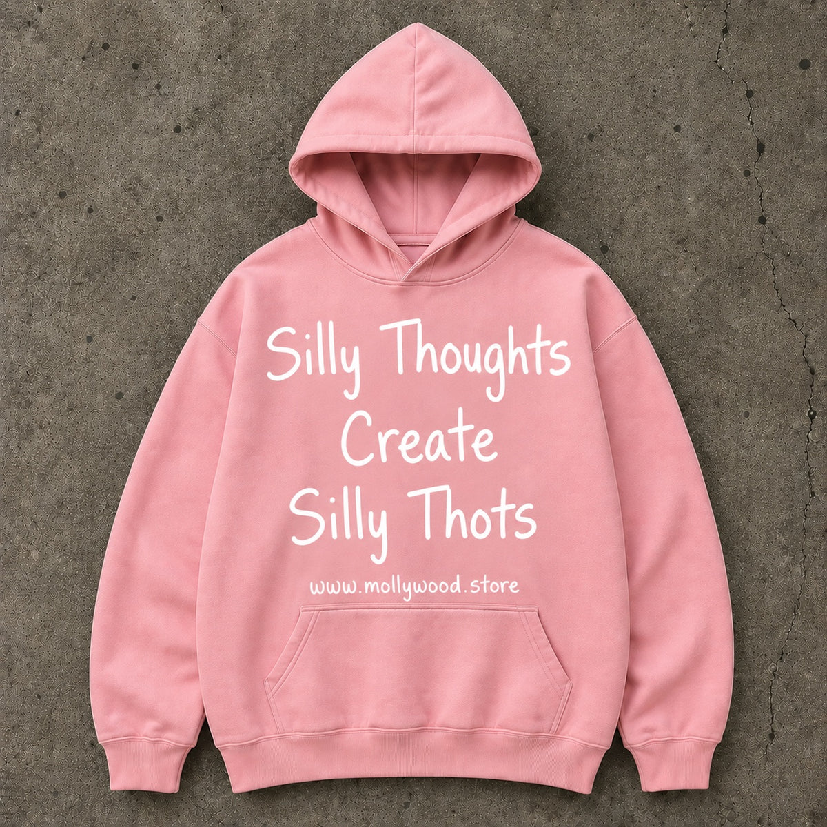 Mollywood Silly Thoughts Hoodie in Pink