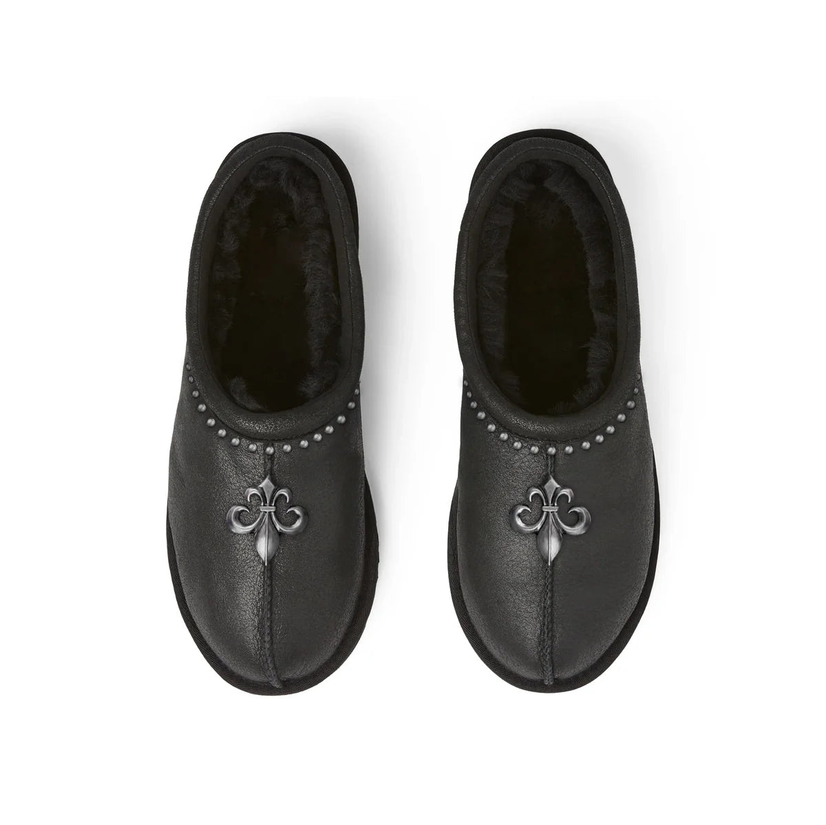 Chrome Fleur Mules top view