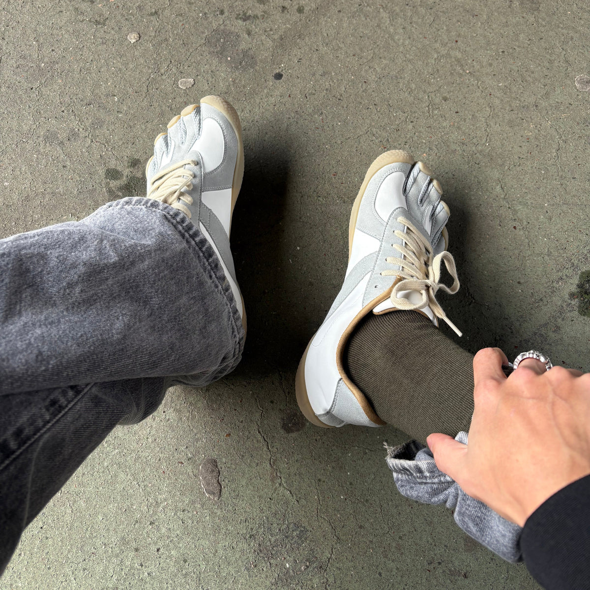 Army Trainer 5 Toe worn