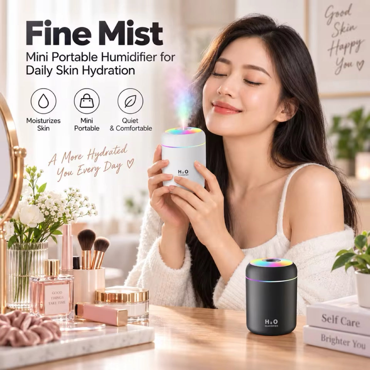 Fine mist for daily skin hydration