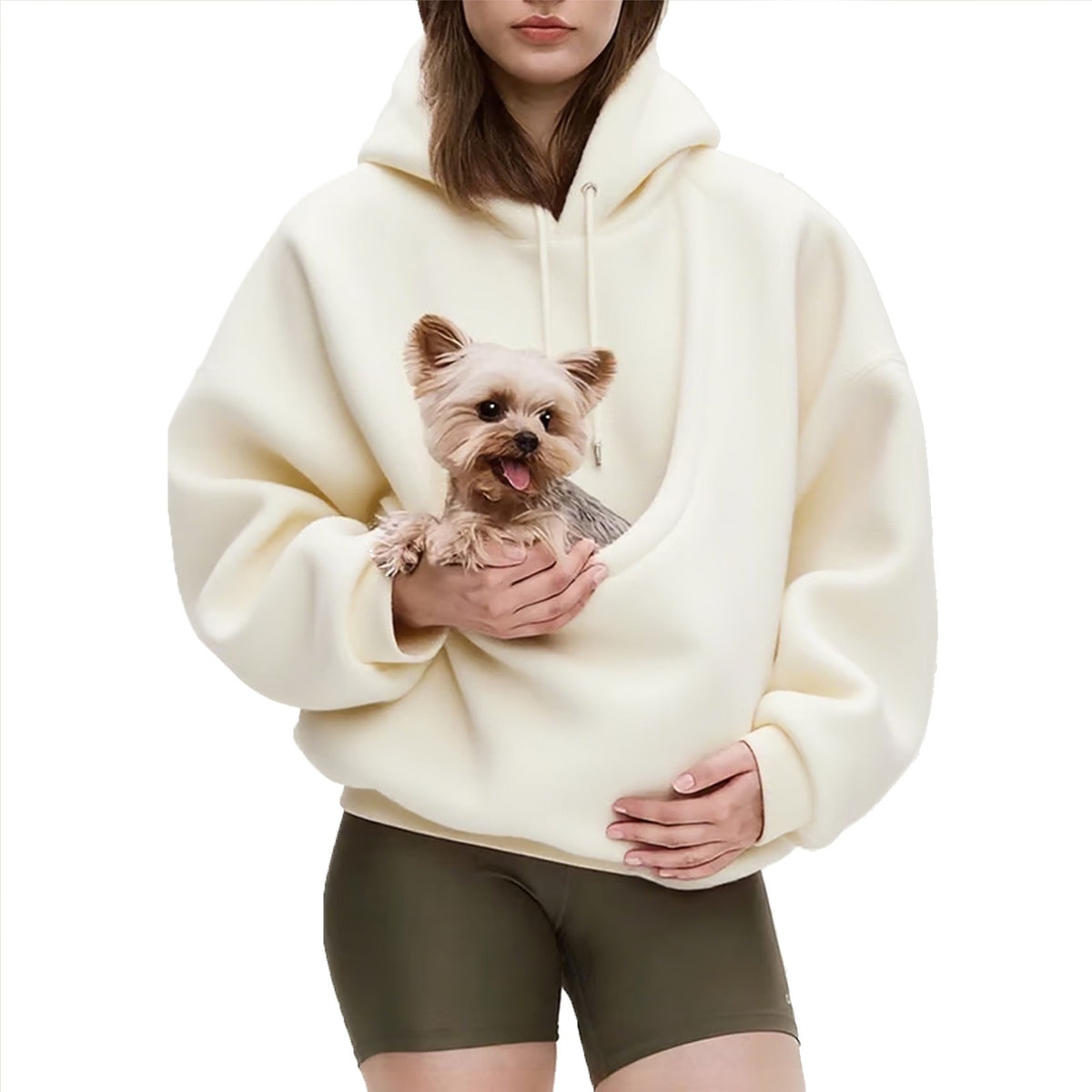 Pet pouch hoodie — Cream